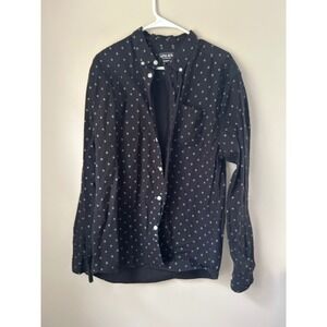 Alpha Beta Mens XL Black Diamond Print Button Up Shirt Long Sleeve Casual Office